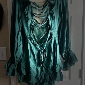 Green ruffle dress